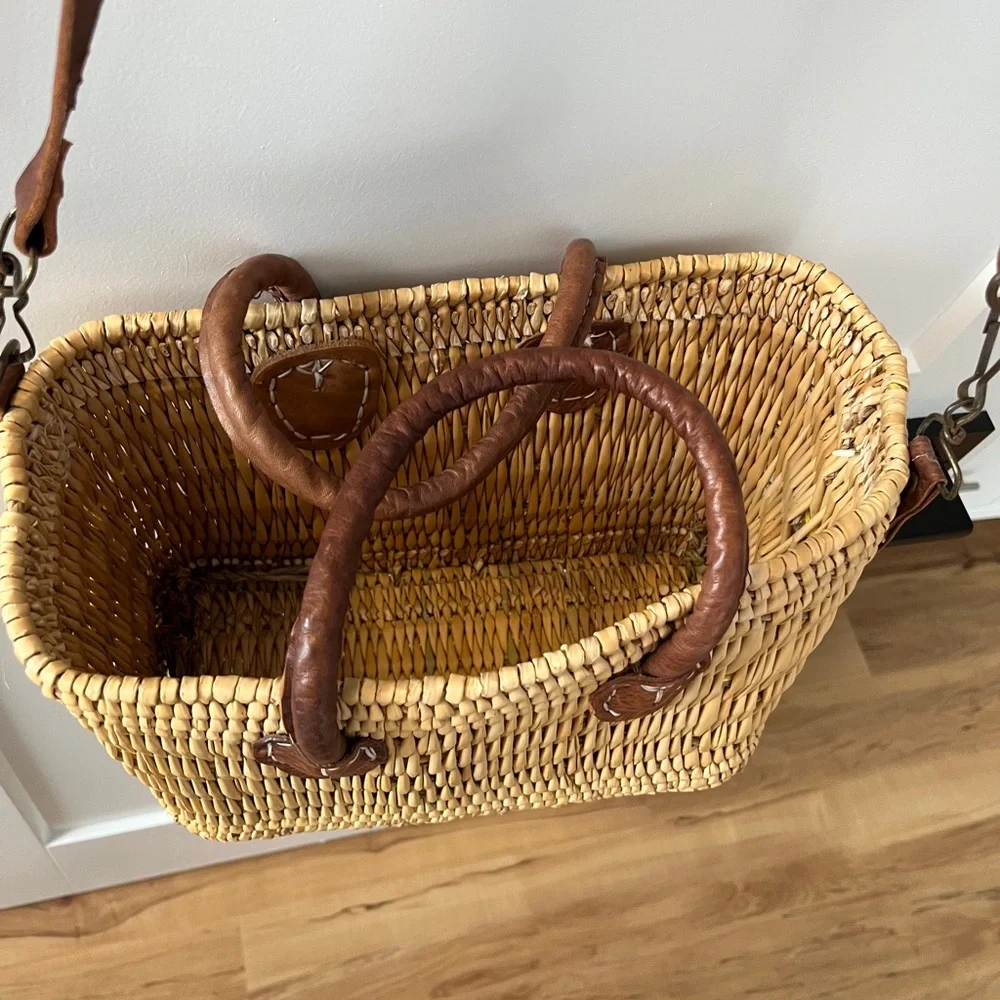 Monday Swimwear Natural Woven Tote with Brown Accents - Picture 4 of 4